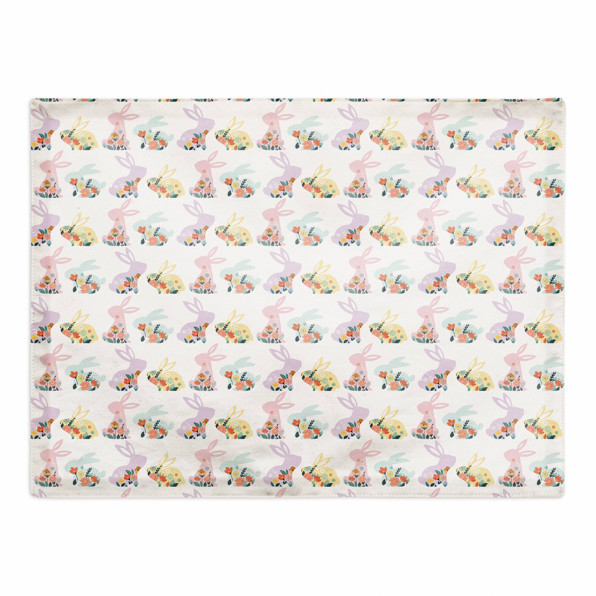 Pastel Floral Rabbits 14" x 18" Cotton Twill Placemat